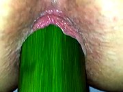 dildo - Pervert buggers his girlfriend with a vegetable