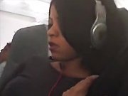 black - He discreetly masturbates his girlfriend on the plane