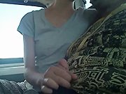 handjob - She jerks off her boyfriend on a bus (handjob)