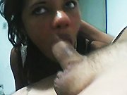 Blowjob - She sucks him off and gets his cum in her nose