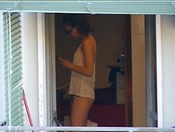 voyeur - He films his new neighbor in a very light outfit