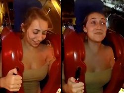 big boobs - A young slut with big tits on a merry-go-round