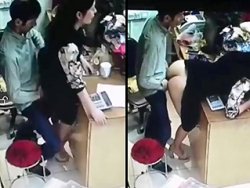 voyeur - Guy fucks his saleswoman behind the cash register