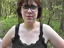 Blowjob - She sucks his cock during a forest walk