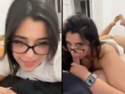 An excellent blowjob while keeping her glasses on